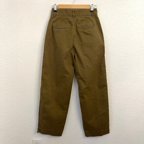 Gap Barrel Khaki High Rise Pants Womens 0 Army Green Cotton Twill Chino Utility - Picture 4 of 15